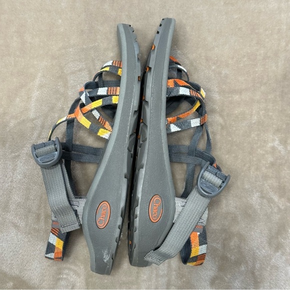 Chaco Zcloud X2 - Puzzle Poppy Orange Grey Yellow White Adjustable Sandal Size 9 - Picture 6 of 10